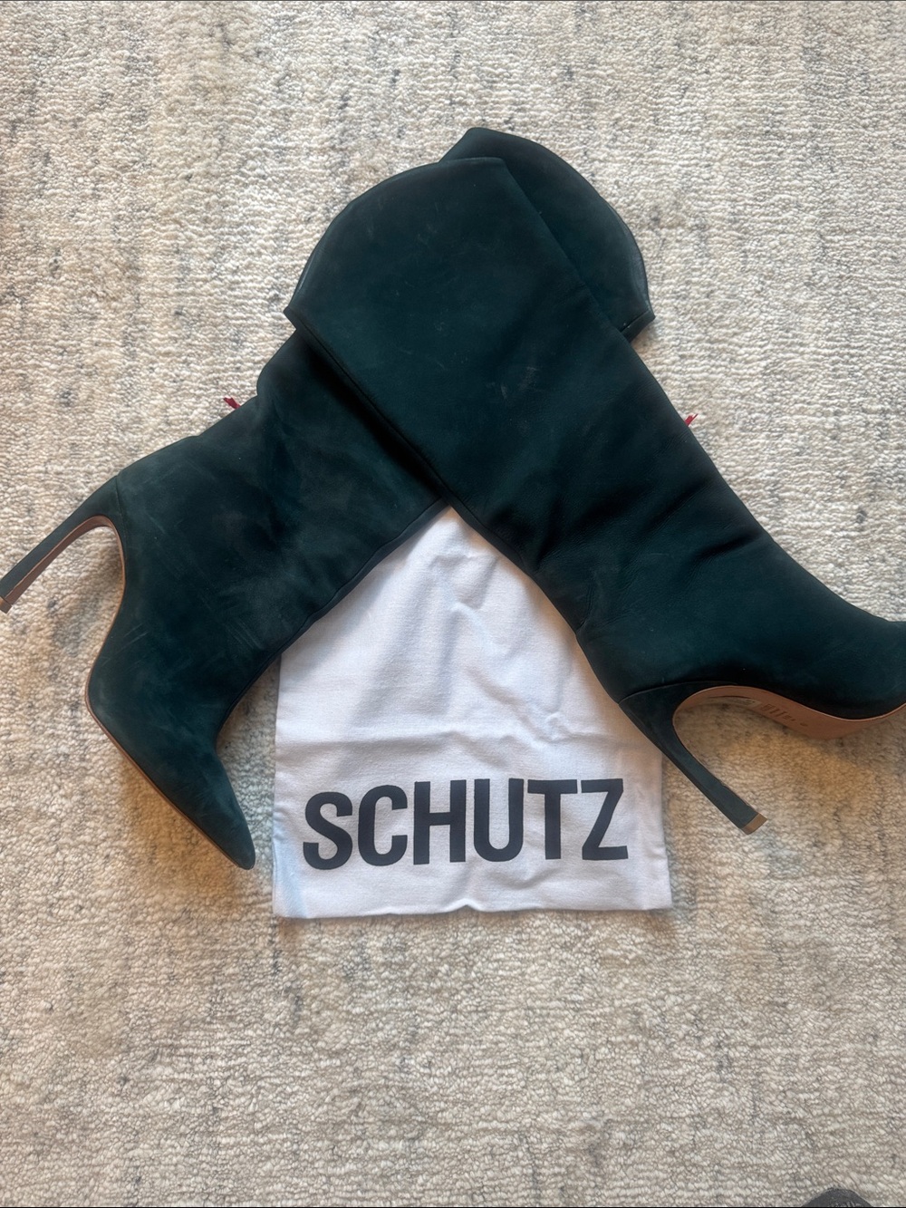 SCHUTZ Black Suede Over-the-Knee Stiletto Boots